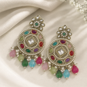 Teal Kundan Muticolor  Earrings