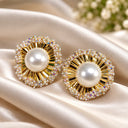 Golden Halo Pearl Statement Earrings - detail view 3