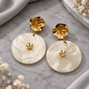 Ocean Shell Golden Drop Earrings - detail view 4