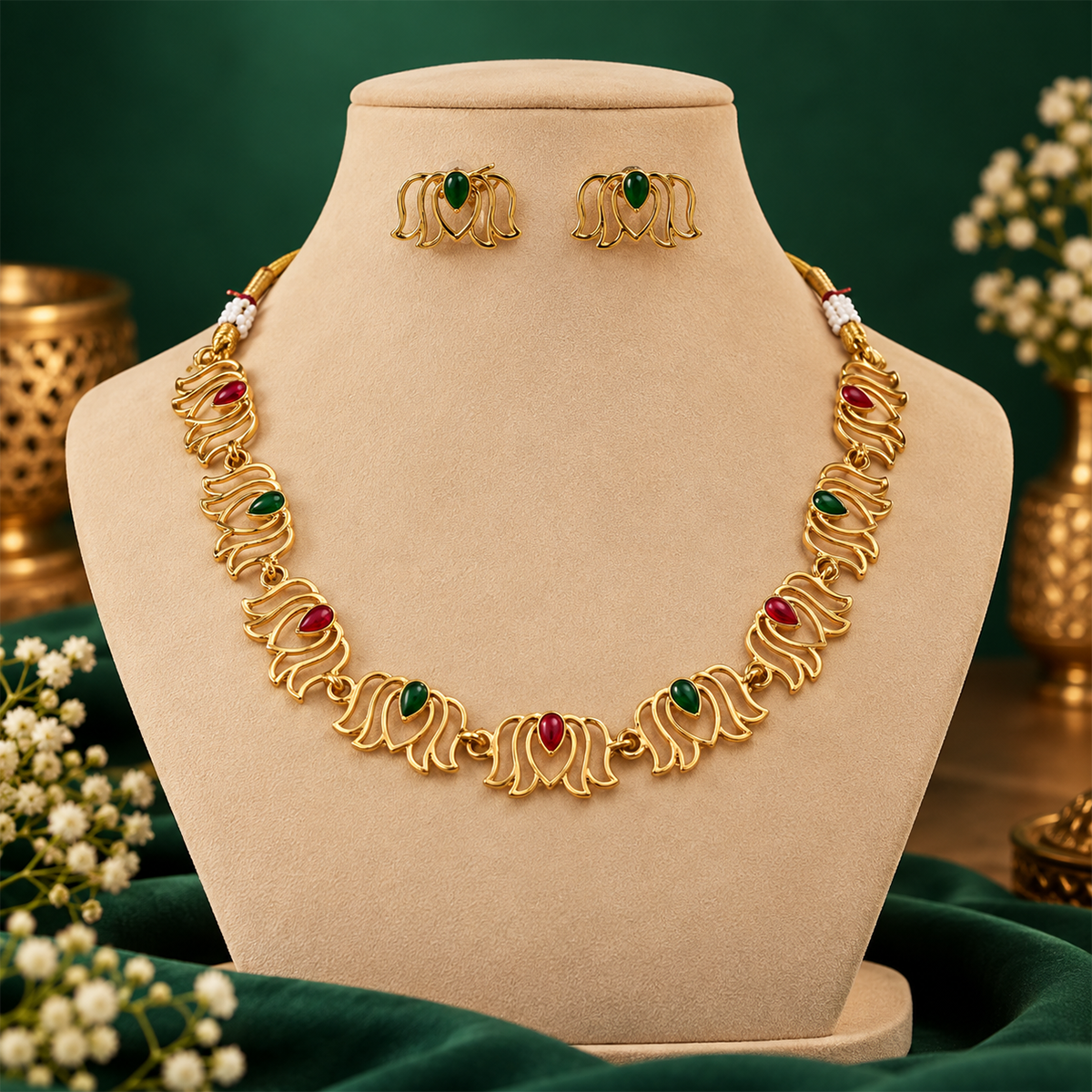 Heritage Golden Lotus Necklace Set