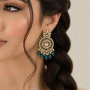 Teal Pearl Statement Earrings - detail view 3