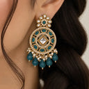 Teal Pearl Statement Earrings - alternate view