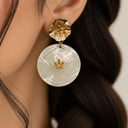 Ocean Shell Golden Drop Earrings - detail view 3