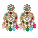 Teal Kundan Muticolor  Earrings