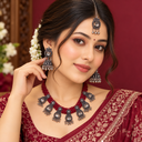 Royal Heritage Oxidised Silver Necklace Set
