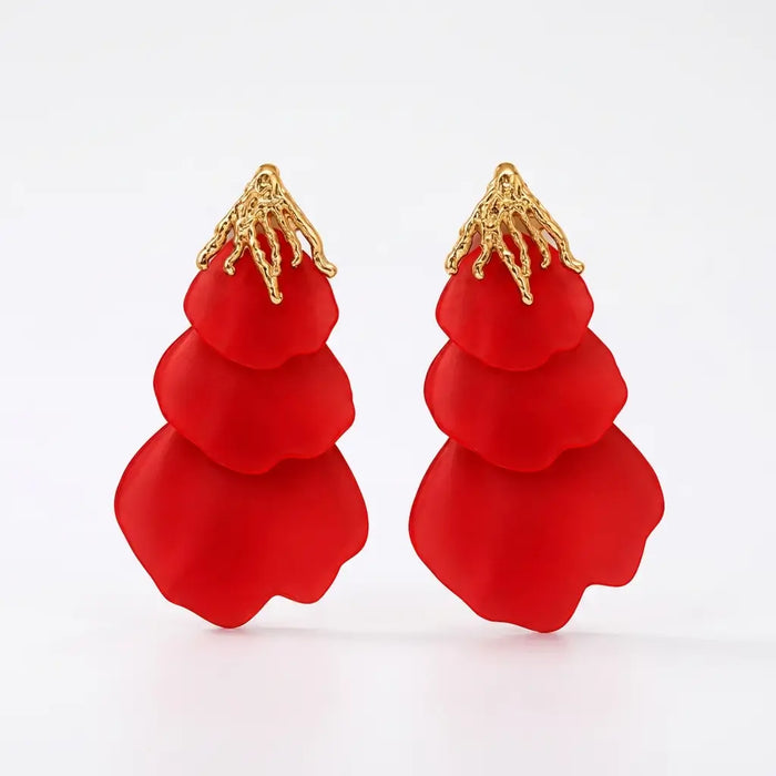 Layered Petal Drop Earrings