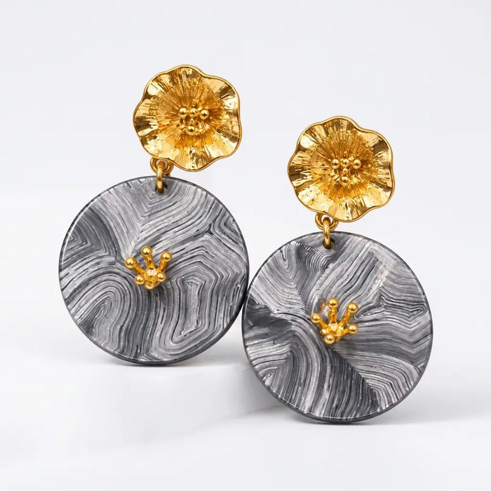 Ocean Shell Golden Drop Earrings