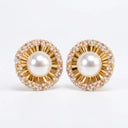 Golden Halo Pearl Statement Earrings
